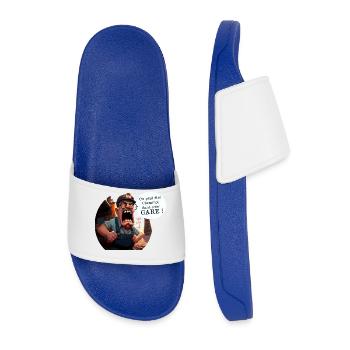 YOU CAN BE A RAILWAY WORKER WITHOUT WARNING! (train) - Men’s Pool Sliders - royal blue - Front