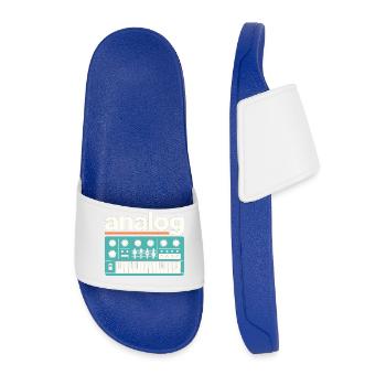 Analog Synthesizer Retro Music  - Men’s Pool Sliders - royal blue - Front