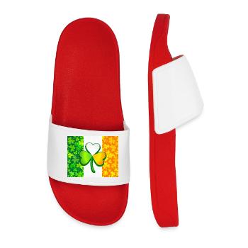 Kleeblatt auf der irischen Flagge mit Klee - Männer Badelatschen - Rot - Vorne