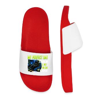 Gamer Gaming Cat Video Game - Men’s Pool Sliders - red - Front