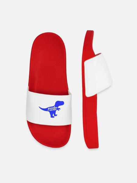 Grandpasaurus T-Rex Silhouette Dinosaur Papa - Men’s Pool Sliders - red