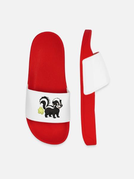 Puffing Skunk Cartoon - Men’s Pool Sliders - red