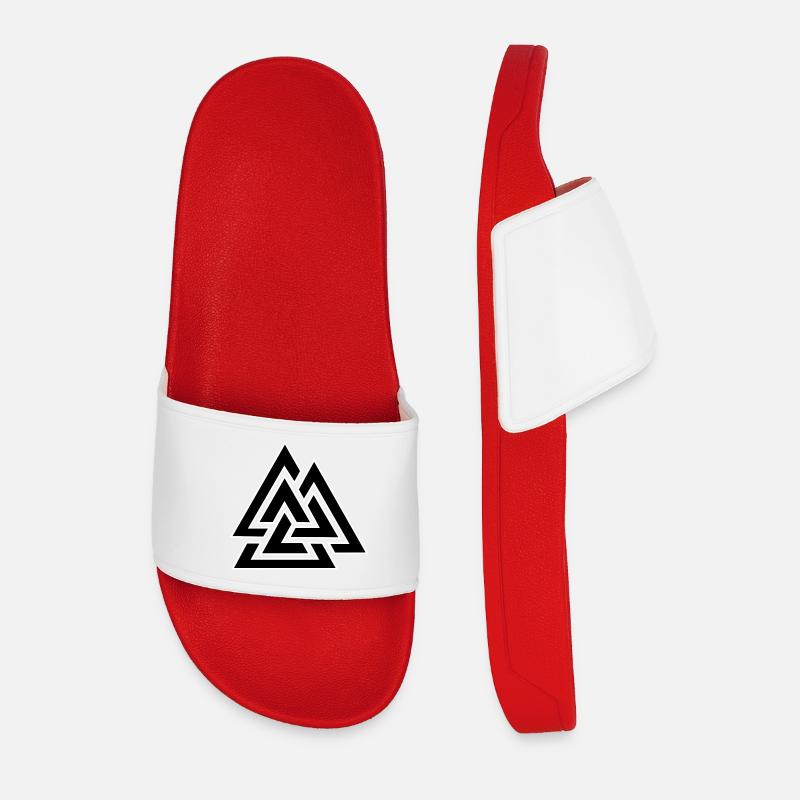 Triangular intertwined pattern - Men’s Pool Sliders - red