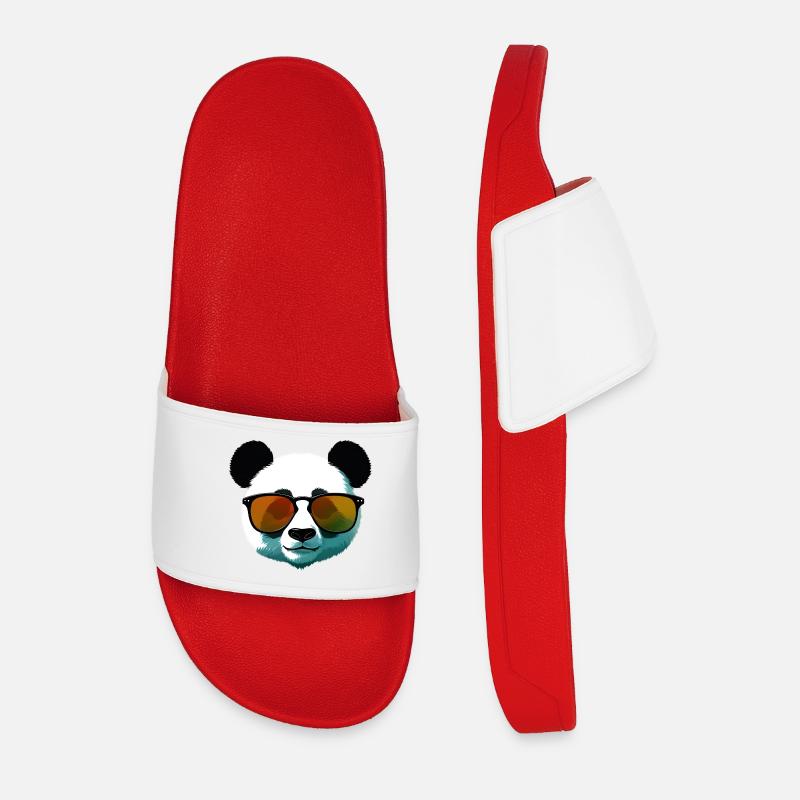 Panda with Sunglasses Gradient - Men’s Pool Sliders - red