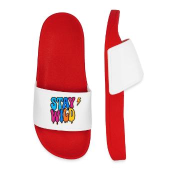 ​Stay Wild Neon Graffiti Typography - Men’s Pool Sliders - red - Front