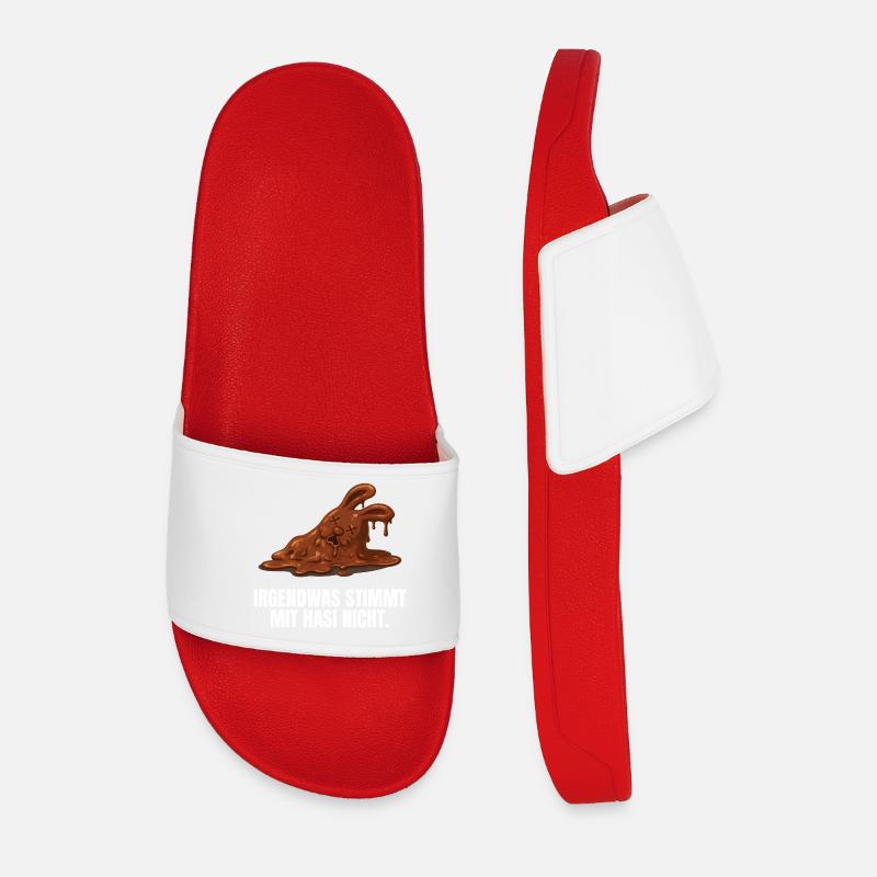 Bunny Easter Chocolate Bunny Funny - Men’s Pool Sliders - red