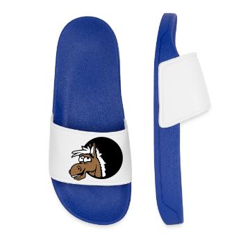 cheval riant drôle trou drôle grimace dessin animé - Claquettes Femme - bleu roi - Devant