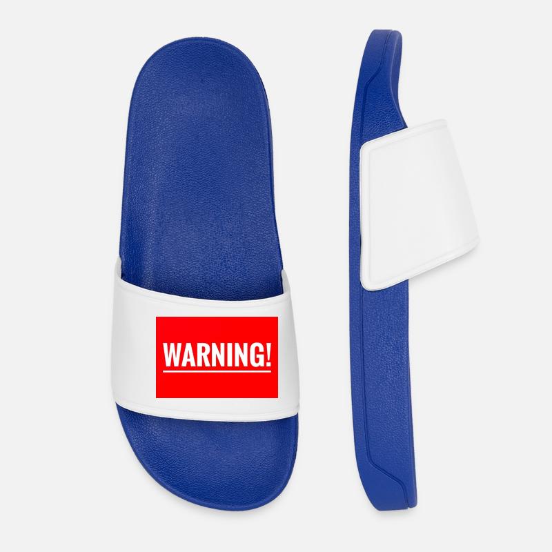 Warning Flexible Embroidery Design - Women’s Pool Sliders - royal blue