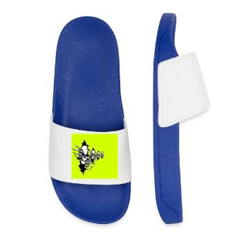 Neon Yellow Skeleton Necklace - Women’s Pool Sliders - royal blue - Front
