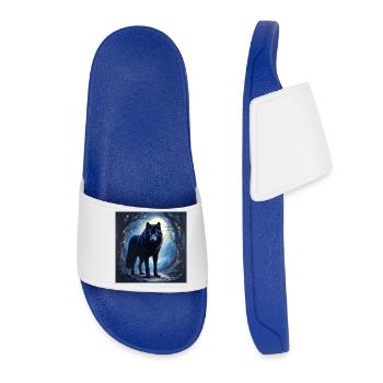 Power Animal Black Wolf - Women’s Pool Sliders - royal blue - Front