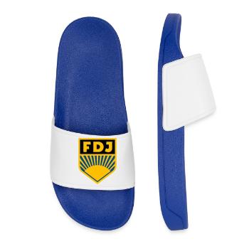 FDJ - Freie Deutsche Jugend Logo (dreifarbig) - Frauen Badelatschen - Königsblau - Vorne