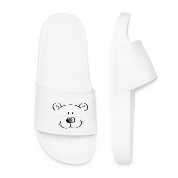 Bärchen Kopf - Bär - Bären - Teddybär - Grizzly - Frauen Badelatschen - Weiß - Vorne