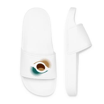 Chestnut with abstract shell - Women’s Pool Sliders - white - Front
