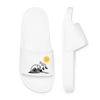 Schneekugel mit Sonnenblume und Sonne - Frauen Badelatschen - Weiß - Vorne