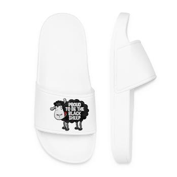 Proud To Be The Black Sheep Lustiges Schaf Spruch - Frauen Badelatschen - Weiß - Vorne