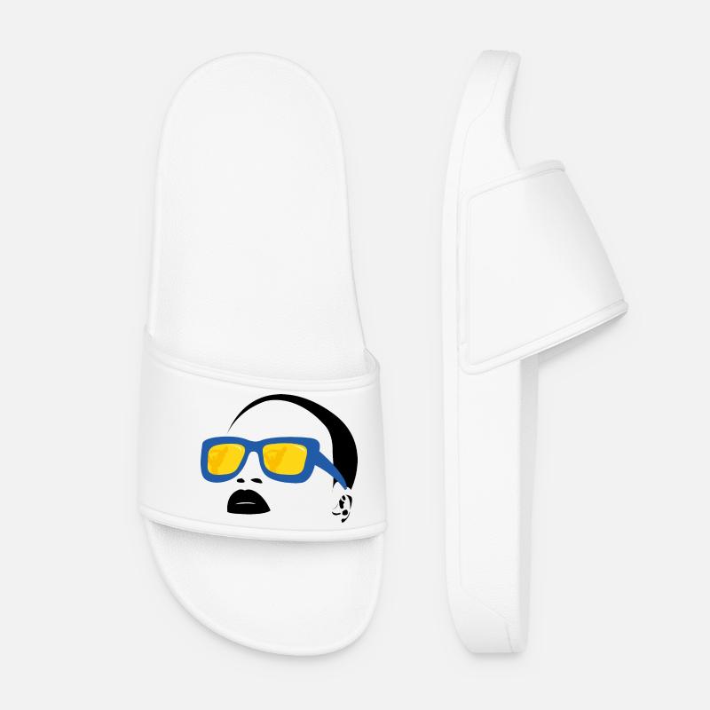 Beach and Sunglasses Design - Women’s Pool Sliders - white
