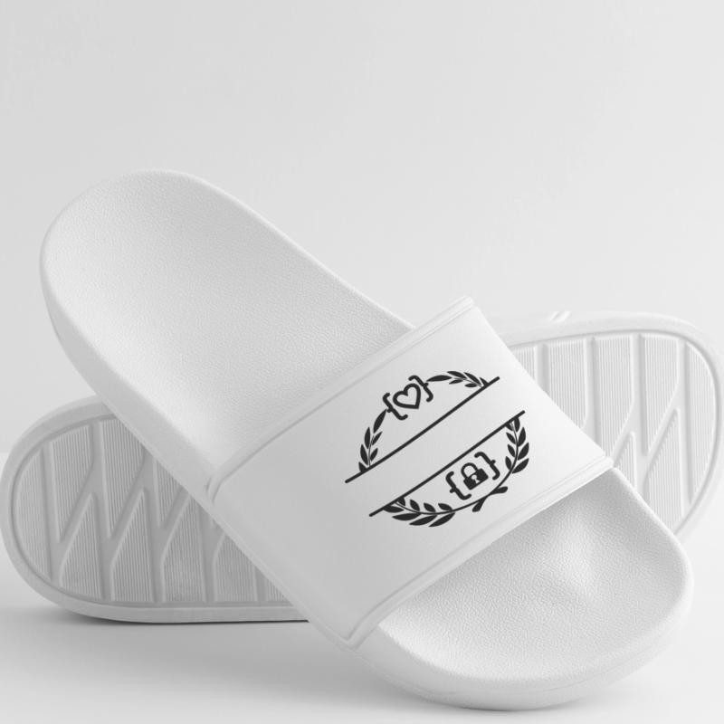 Code mit Herz und Code mit Schloss in Lorbeerkranz m Frauen Badelatschen