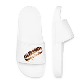 Illustration eines gefüllten Eclairs mit Sahne - Frauen Badelatschen - Weiß - Vorne