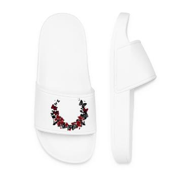 belle couronne de roses et de papillons - Claquettes Femme - blanc - Devant