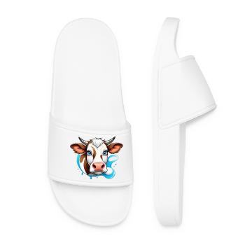 Alpine Cow Charm - Frauen Badelatschen - Weiß - Vorne
