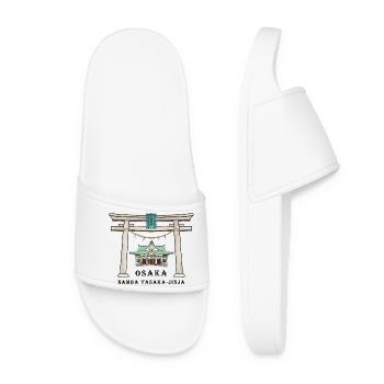 Osaka Japan, Namba Yasaka-jinja Torii Drawing - Women’s Pool Sliders - white - Front