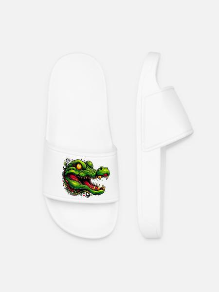 Alligator Crocodile - Women’s Pool Sliders - white