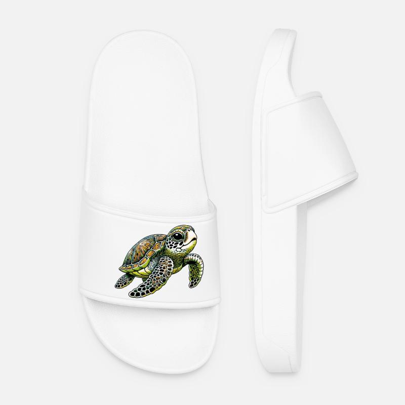 Schildkröte - Frauen Badelatschen - Weiß