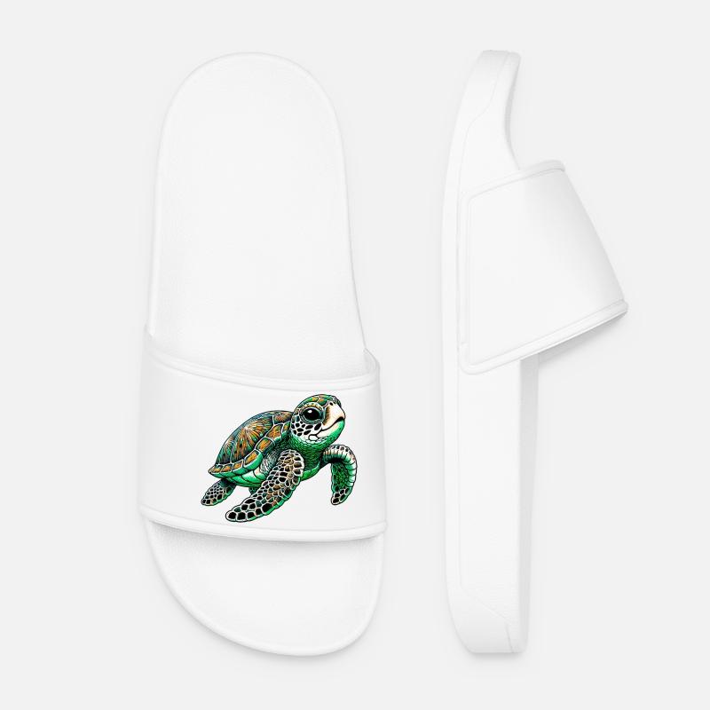 Schildkröte - Frauen Badelatschen - Weiß