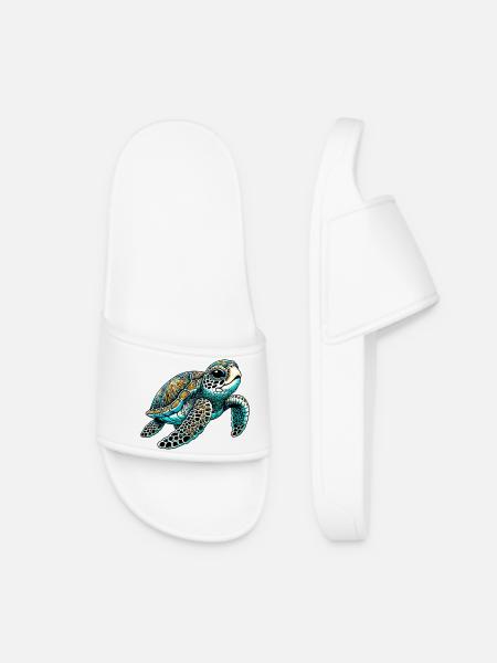 Schildkröte - Frauen Badelatschen - Weiß