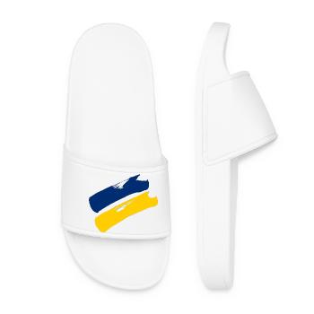 Lower Austria Flag - Brush Stripes - Women’s Pool Sliders - white - Front