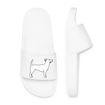 Dear dog sticks out his tongue happily - Women’s Pool Sliders - white - Front