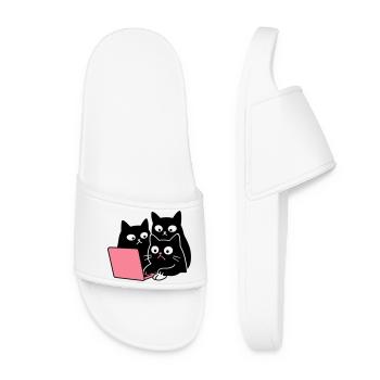 Cute Catcontent - Frauen Badelatschen - Weiß - Vorne
