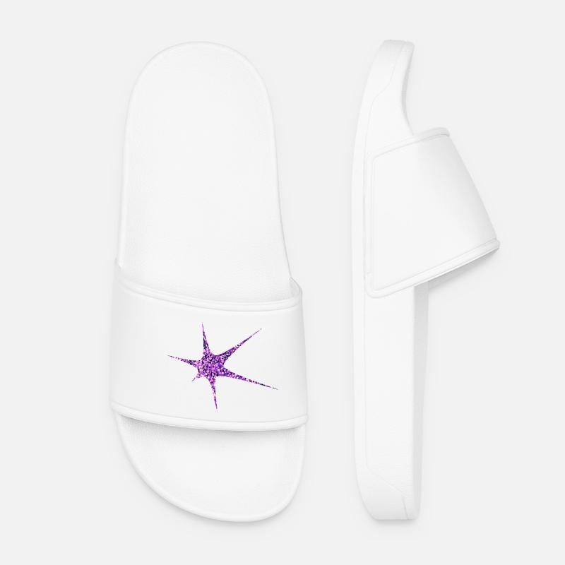 Purple Glitter Starburst Sparkle - Women’s Pool Sliders - white