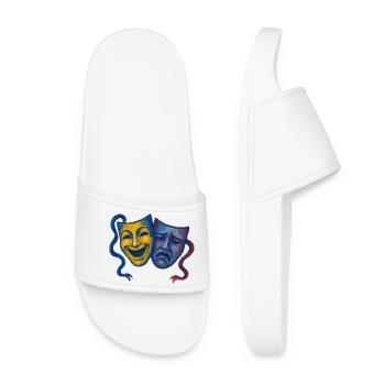 Theatre Masks Joy Sorrow - Women’s Pool Sliders - white - Front