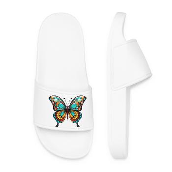 Bunter Schmetterling - Frauen Badelatschen - Weiß - Vorne