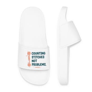 Counting Stitches Not Problems Crochet Lover - Women’s Pool Sliders - white - Front