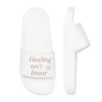 Healing Isn't Linear Butterfly - Women’s Pool Sliders - white - Front