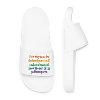 Rainbow Courage Zitat-Tee - Frauen Badelatschen - Weiß - Vorne