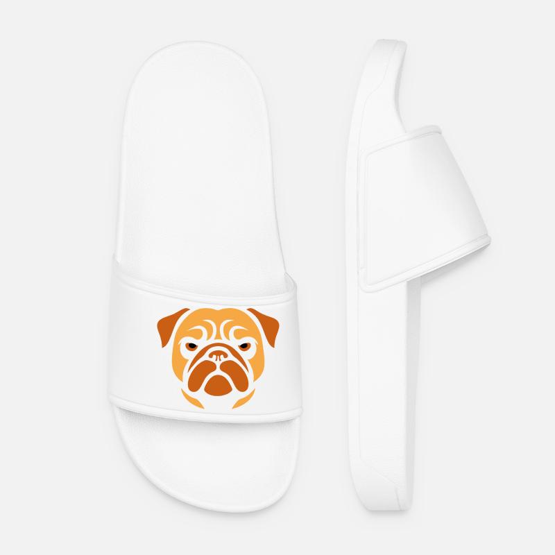 Mops , Hundekopf - Frauen Badelatschen - Weiß