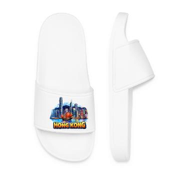 Hong Kong Skyline - Women’s Pool Sliders - white - Front