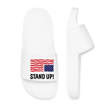 Stand Up (US Flag Upside Down) - Women’s Pool Sliders - white - Front