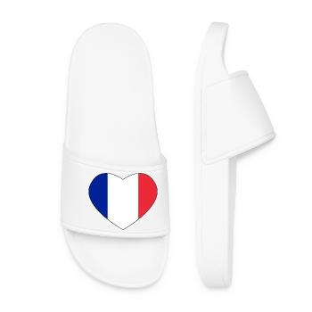 Blue white red tricolor heart - Flag FRANCE - Women’s Pool Sliders - white - Front