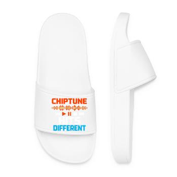Chiptune shoots differently | 8-Bit Music Humor - Women’s Pool Sliders - white - Front