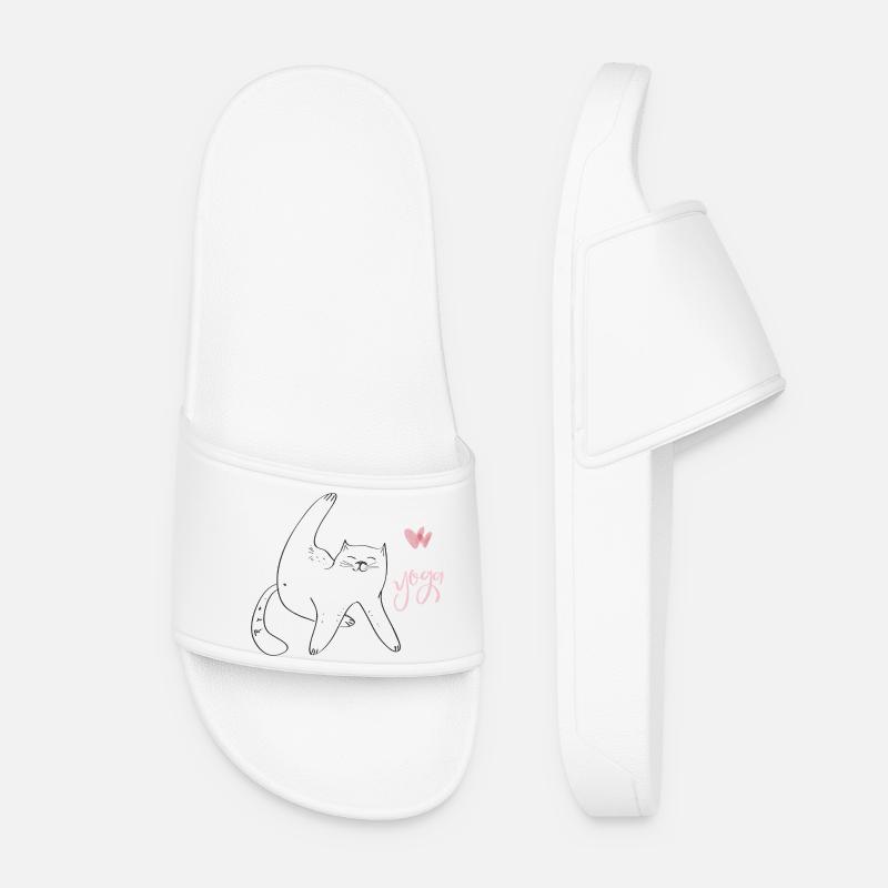 Yoga Cat - Women’s Pool Sliders - white