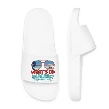 Family Vacation Trip Cruising What's Up Beaches - Women’s Pool Sliders - white - Front