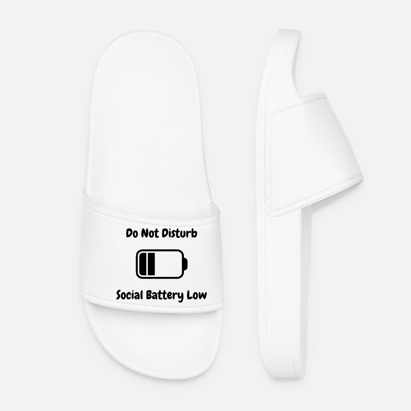 Do Not Disturb - Social Battery Low - Women’s Pool Sliders - white