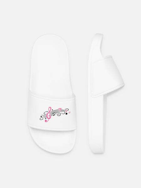 Music, clef with stars and music notes - Women’s Pool Sliders - white