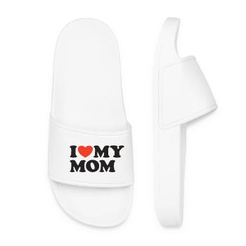 I love my Mom Heart Shirt - Women’s Pool Sliders - white - Front