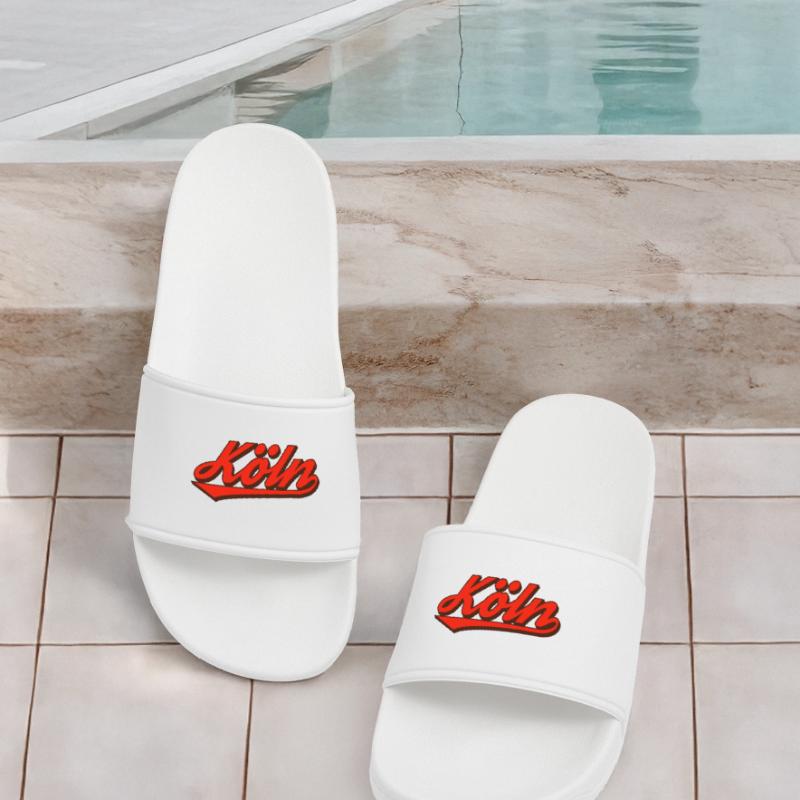Cologne Retro Script Logo Red Women’s Pool Sliders