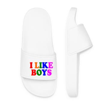I like boys - Frauen Badelatschen - Weiß - Vorne